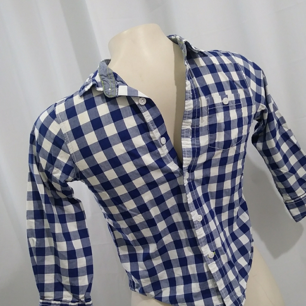 Gymboree Blue Plaid Dress Shirt Boys 5/6 Medium